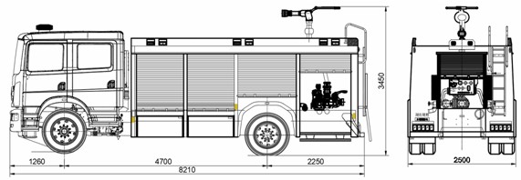 消防車(chē)上裝結構圖 消防車(chē)上裝結構圖