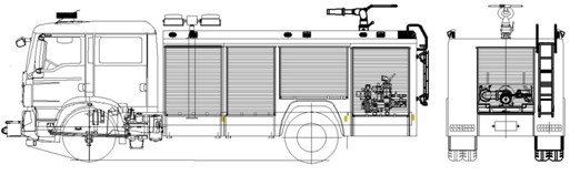 消防車(chē)上裝結構圖 消防車(chē)上裝結構圖
