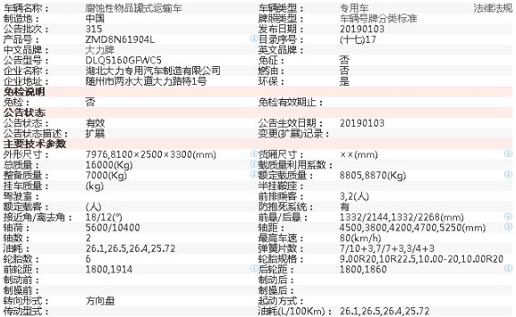 解放龍V單橋DLQ5160GFWC5型腐蝕性物品罐式運輸車(chē)整車(chē)參數 解放龍V單橋DLQ5160GFWC5型腐蝕性物品罐式運輸車(chē)整車(chē)參數