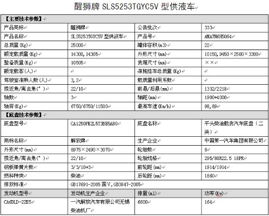 一汽青島解放龍V小三軸鋁合金供液車(chē)整車(chē)技術(shù)參數 一汽青島解放龍V小三軸鋁合金供液車(chē)整車(chē)技術(shù)參數